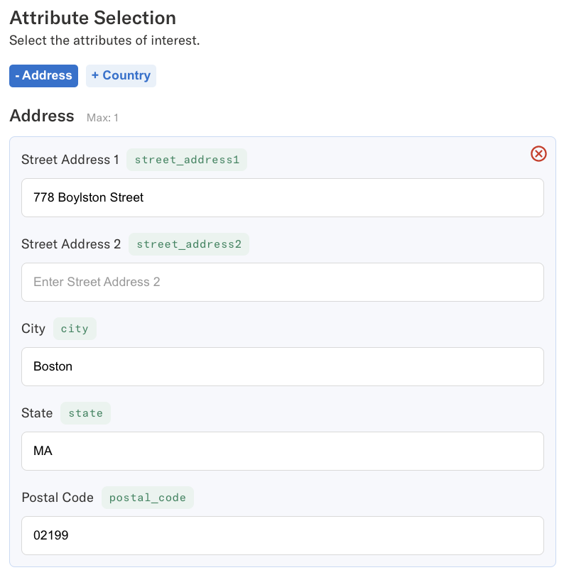 Screening Address Input