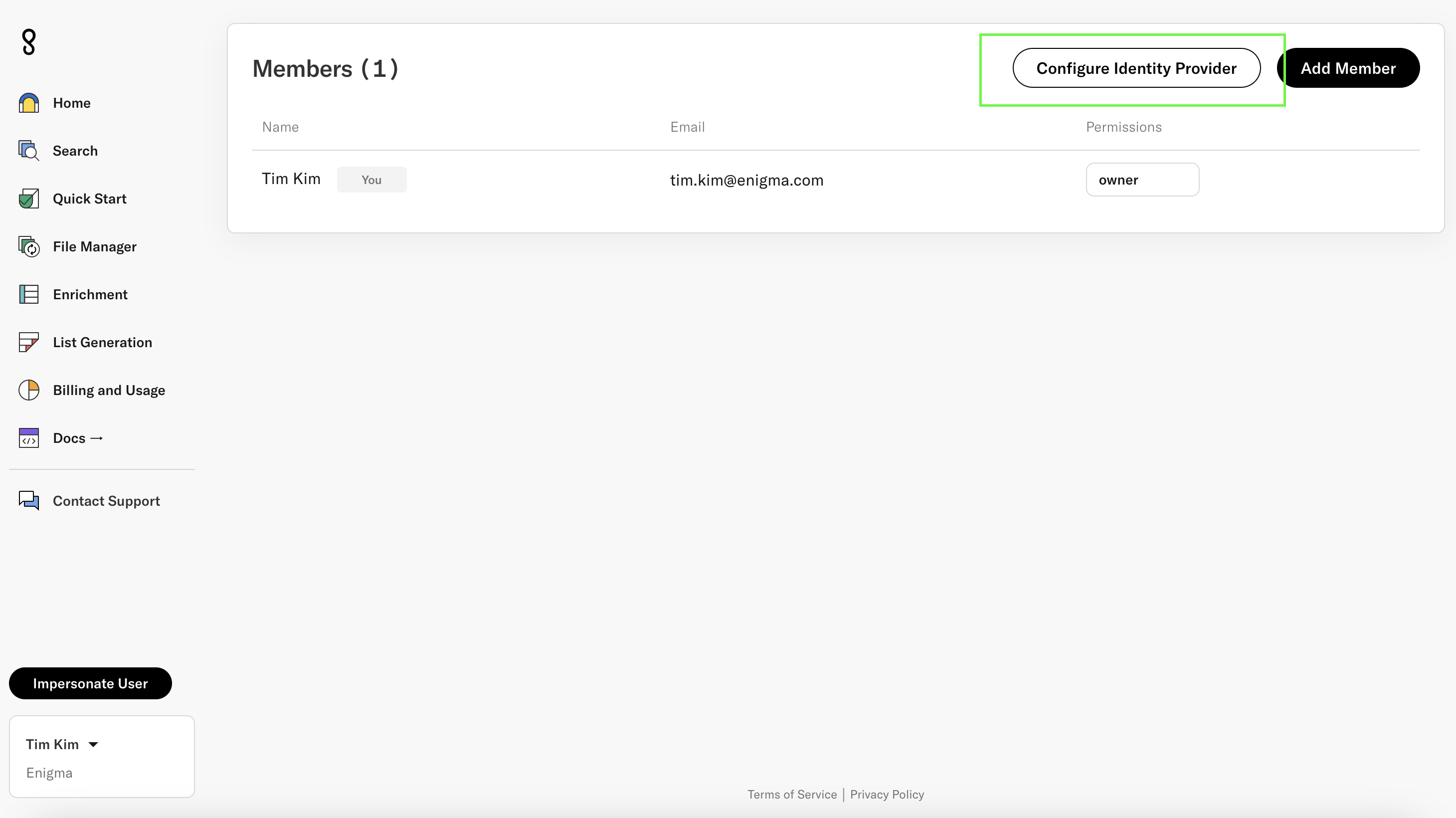 Configure Identity Provider
